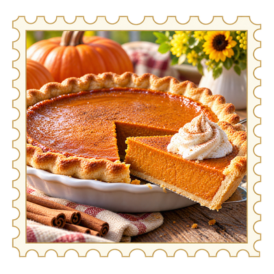 Timbre Action de Gr�ces : Tarte � la citrouille