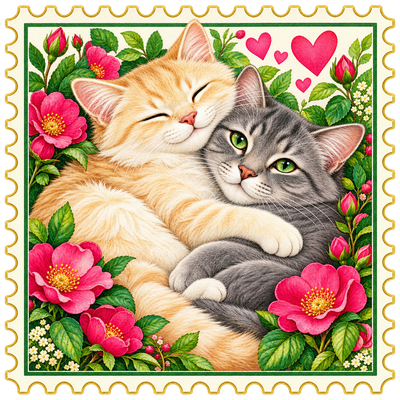 Deux chats qui se c�linent